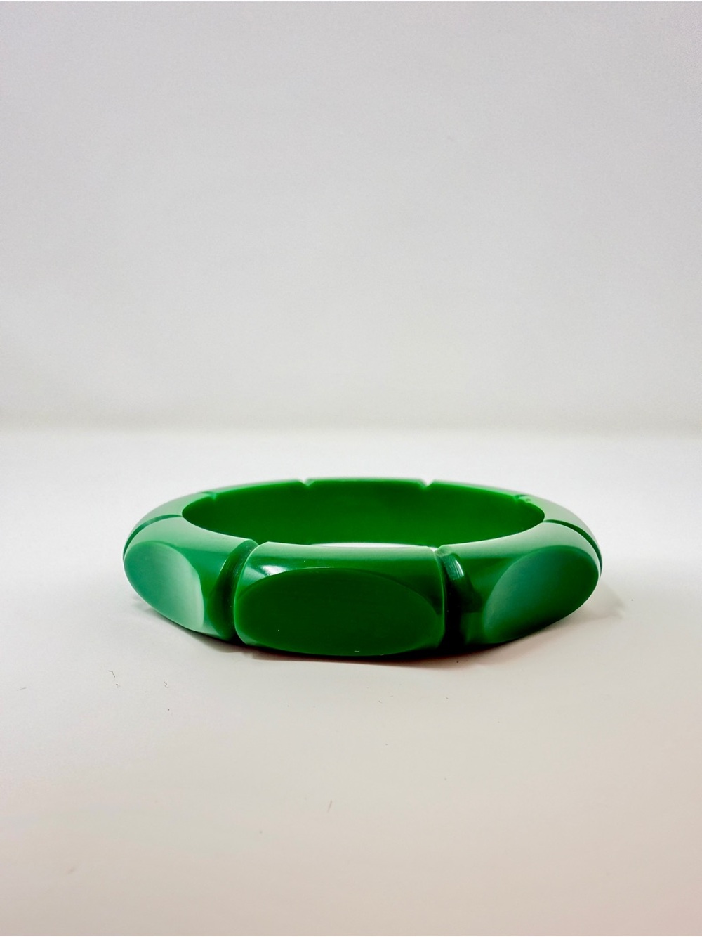 Green Bamboo Fakelite Bangle Bracelet